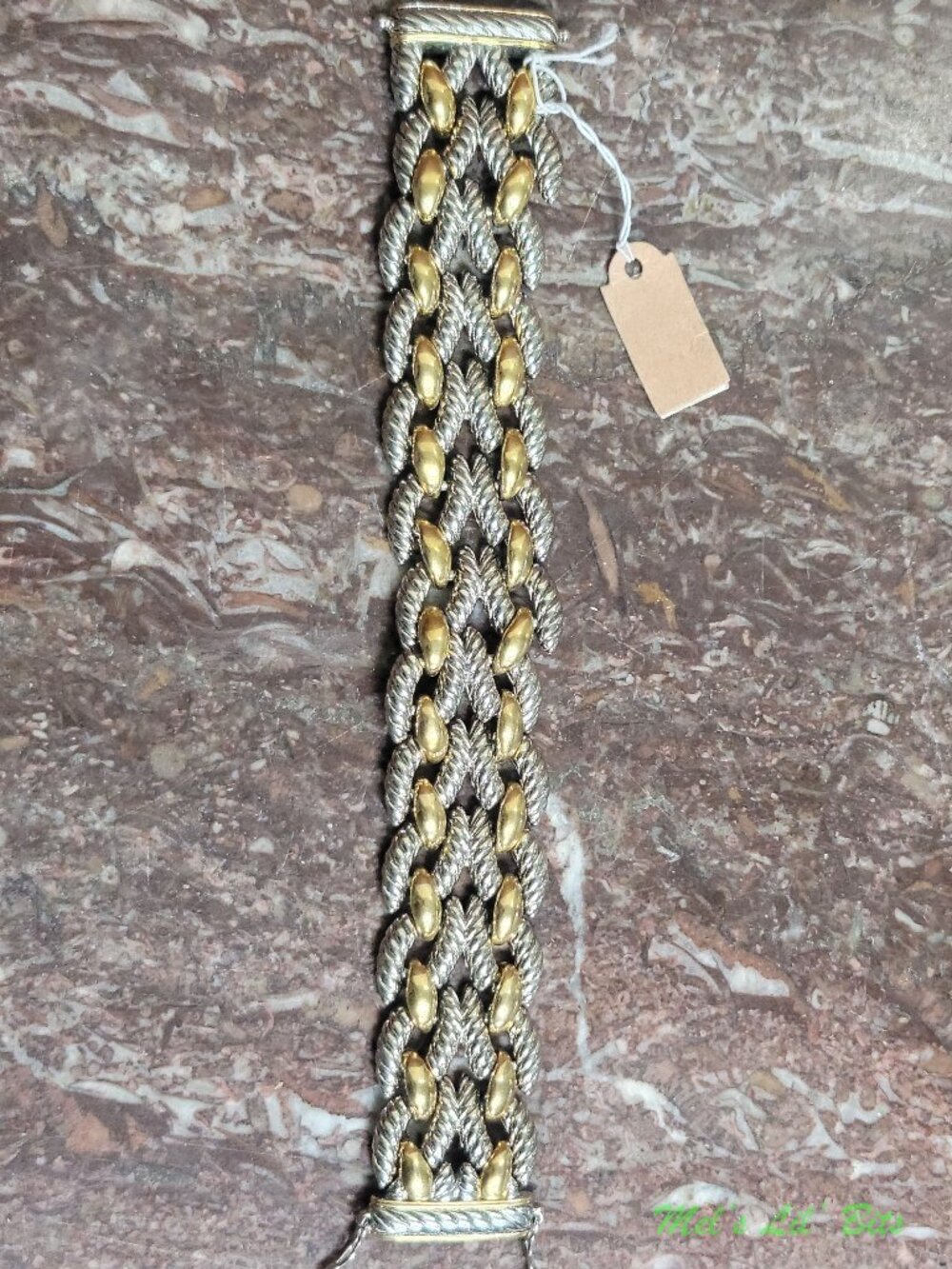 Gold And Silver Braided Costume Jewelry Metal Bracelet